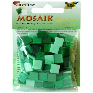 Mozaiková sklíčka - zelený mix 10x10 mm