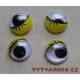 Oči kulaté - 10 mm žluté s řasou