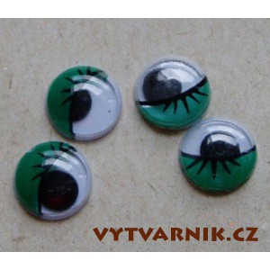 Oči kulaté - 10 mm zelené s řasou