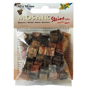 Mozaiková sklíčka - hnědý mramor 10x10 mm