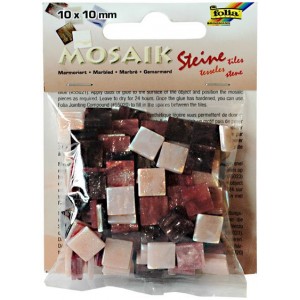 Mozaiková sklíčka - červený mramor 10x10 mm
