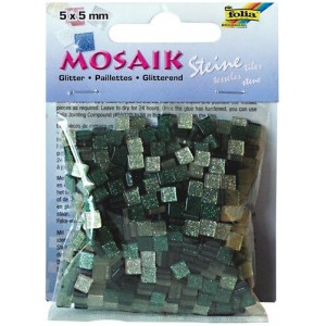 Mozaiková sklíčka třpytivá - zelená 5x5 mm