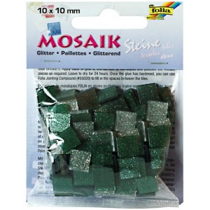 Mozaiková sklíčka třpytivá - zelená 10x10 mm