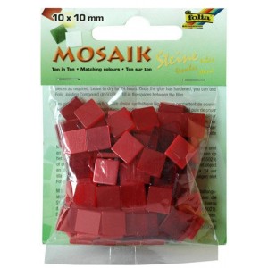 Mozaiková sklíčka - červený mix 10x10 mm