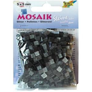 Mozaiková sklíčka třpytivá - šedá 5x5 mm